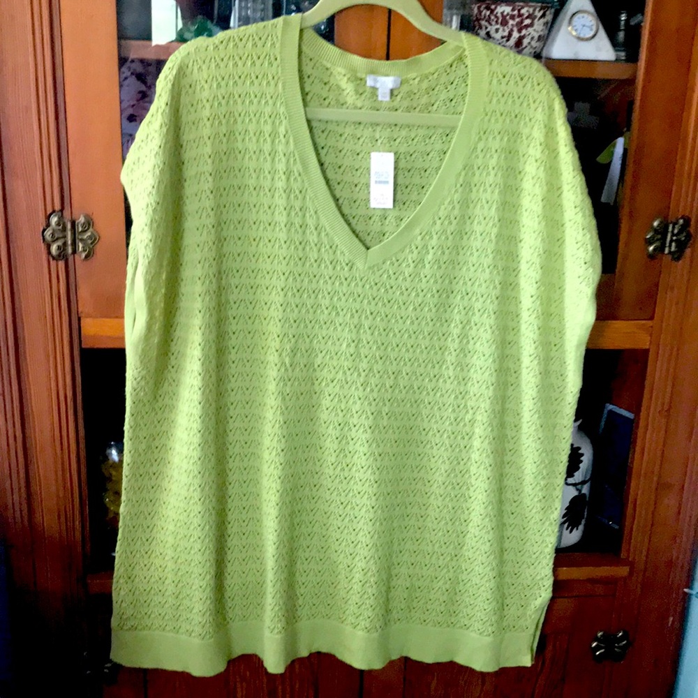 NWT TALBOTS LIGHT GREEN COTTON TOP L/XL
